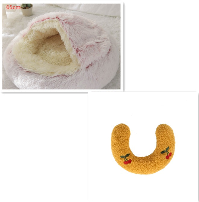 2 In 1 Winter Round Plush Warm Pet Sleeping Bed House