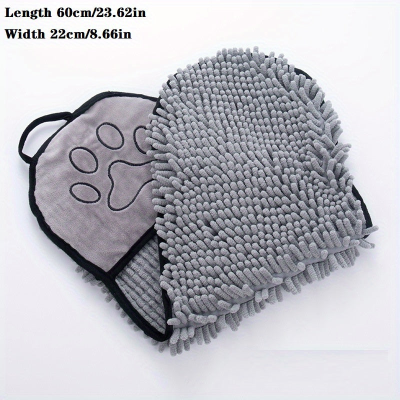 Microfiber Pet Bath Towel Super Absorbent Quick Dry Grooming Cloth With Hand Pockets