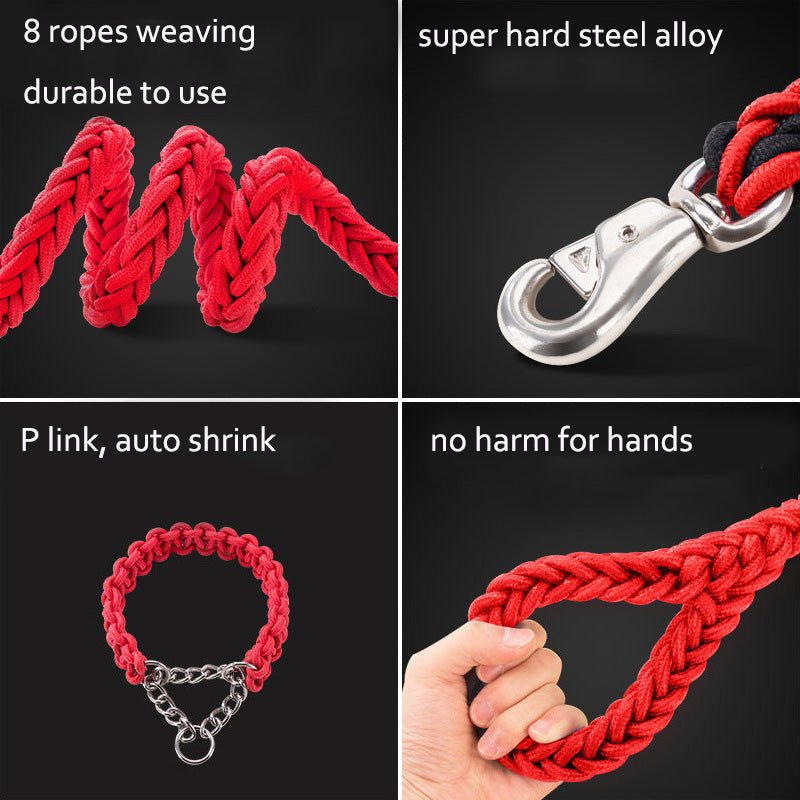 Heavy-Duty Nylon Braided Pet Collar And Training Leash