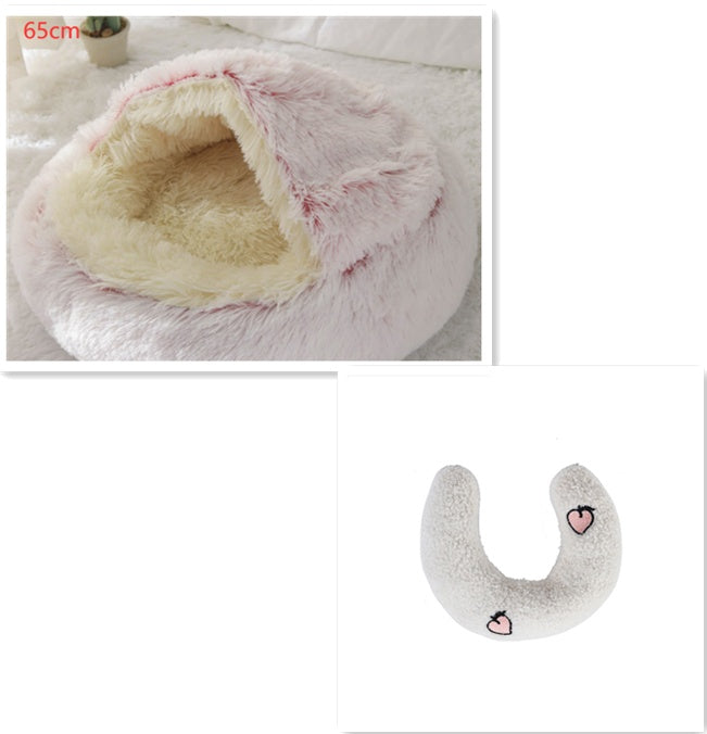 2 In 1 Winter Round Plush Warm Pet Sleeping Bed House