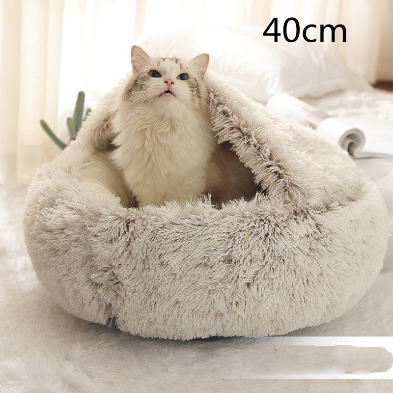 2 In 1 Winter Round Plush Warm Pet Sleeping Bed House