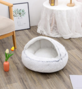 2 In 1 Winter Round Plush Warm Pet Sleeping Bed House