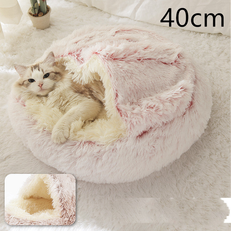 2 In 1 Winter Round Plush Warm Pet Sleeping Bed House