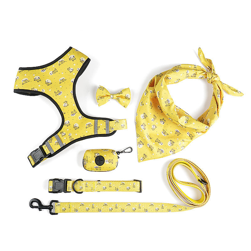 Pet Harness With Bow Adjustable Comfortable Walking Leash