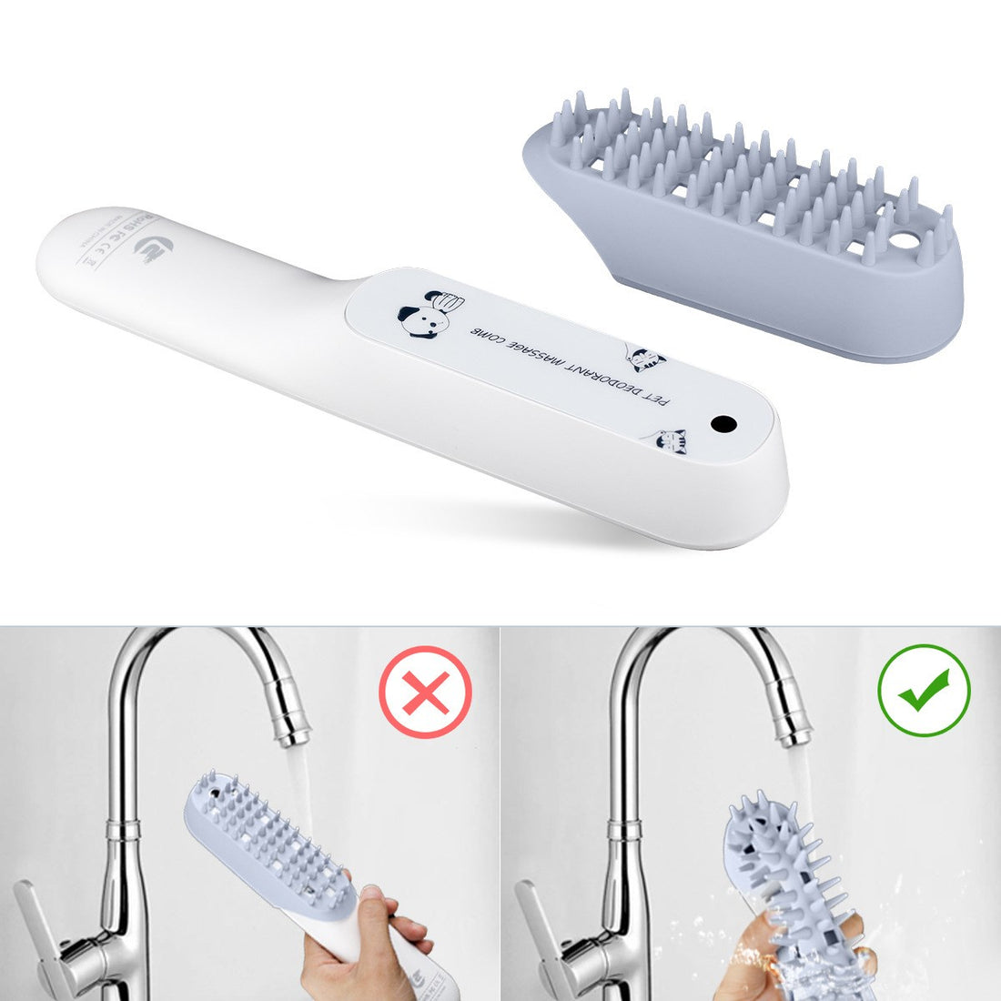 Silicone Pet Grooming Brush Deodorizing Massage Cleaning Comb