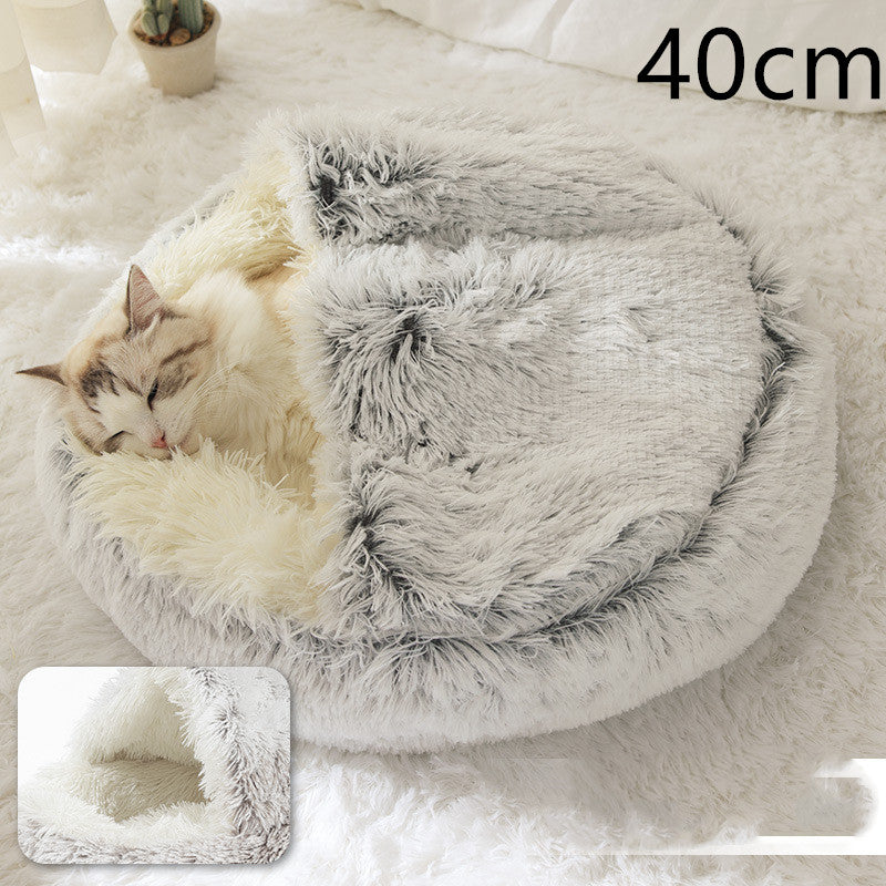 2 In 1 Winter Round Plush Warm Pet Sleeping Bed House