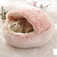 2 In 1 Winter Round Plush Warm Pet Sleeping Bed House