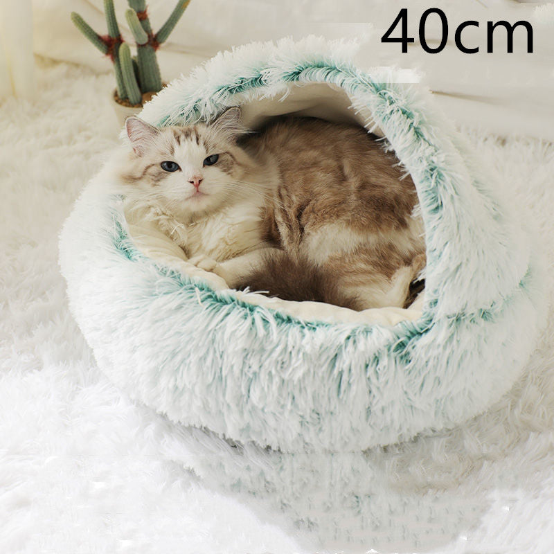 2 In 1 Winter Round Plush Warm Pet Sleeping Bed House