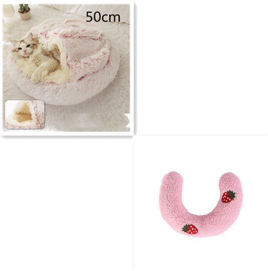 2 In 1 Winter Round Plush Warm Pet Sleeping Bed House