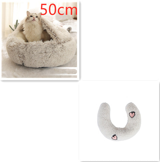 2 In 1 Winter Round Plush Warm Pet Sleeping Bed House