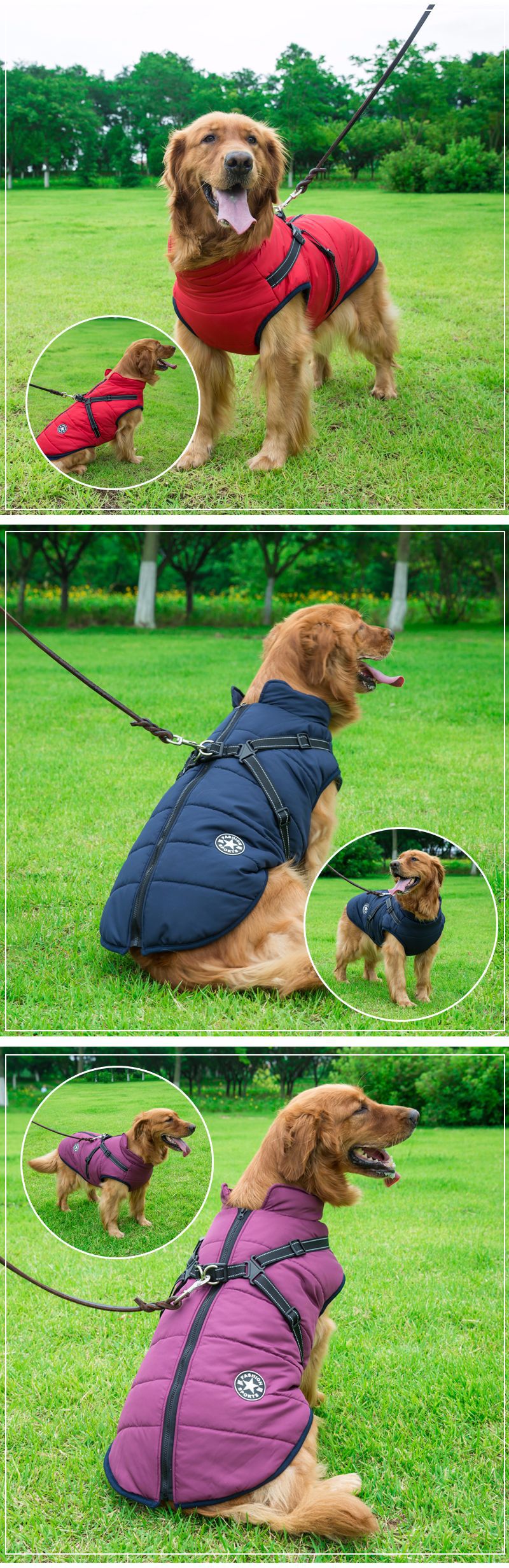 Reflective Waterproof Warm Pet Shell Coat Autumn Winter Clothing
