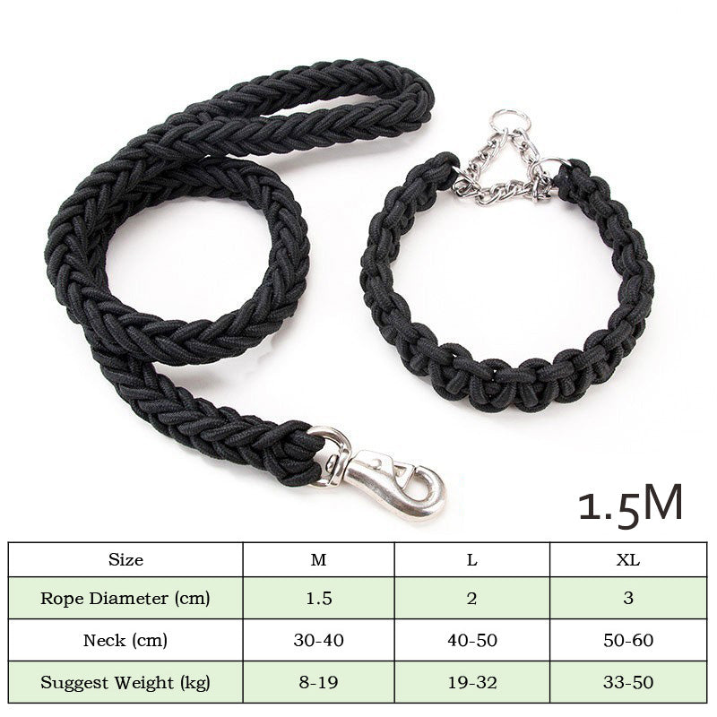 Heavy-Duty Nylon Braided Pet Collar And Training Leash