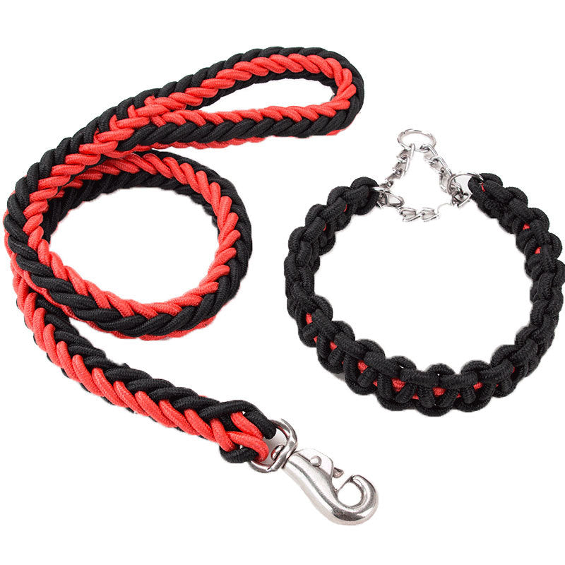 Heavy-Duty Nylon Braided Pet Collar And Training Leash