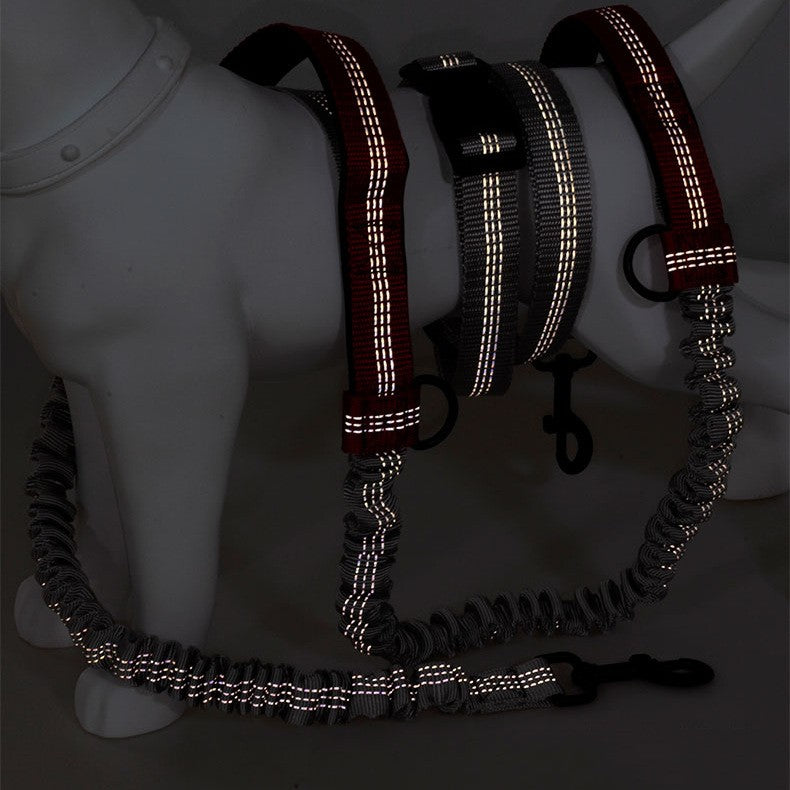 Multifunctional Reflective Double Pet Leash With Telescopic Design