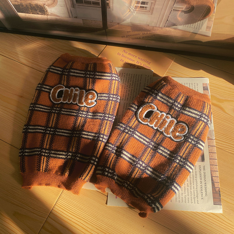 Vintage Plaid Warm Pet Sweater Clothing Pullover