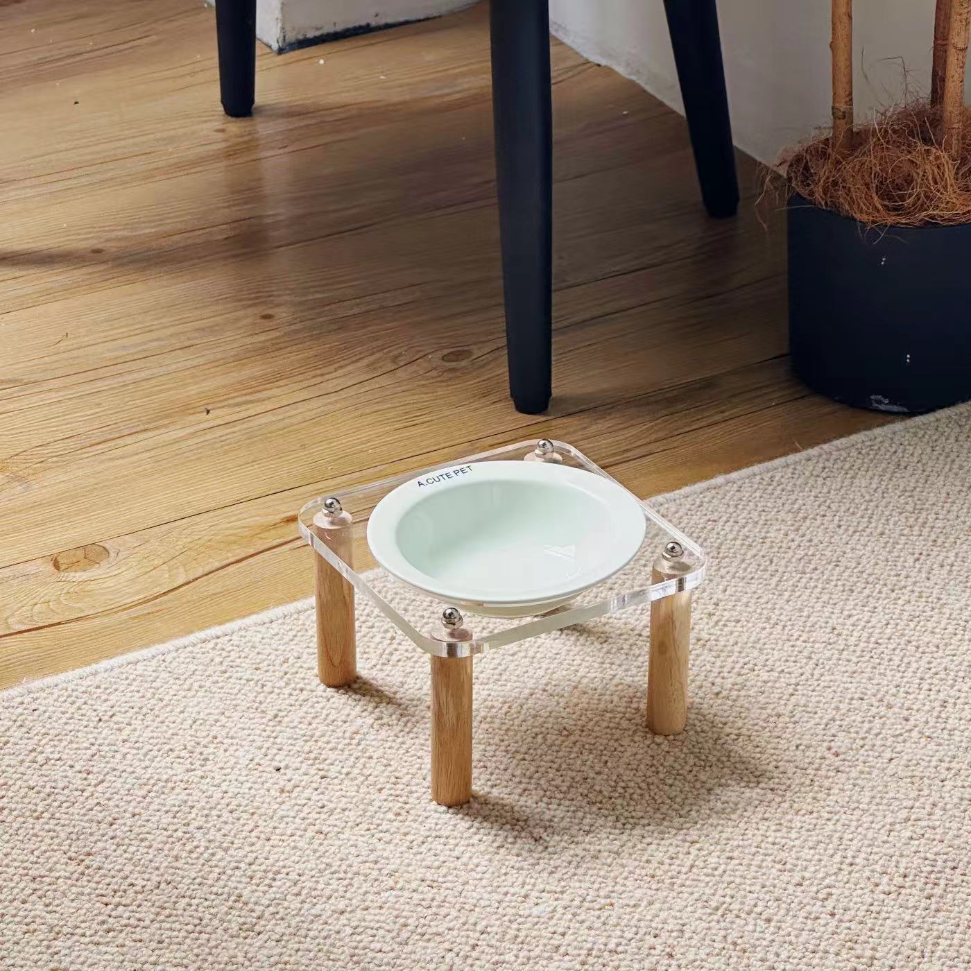 Anti Tumble Ceramic Elevated Pet Double Feeding Bowl
