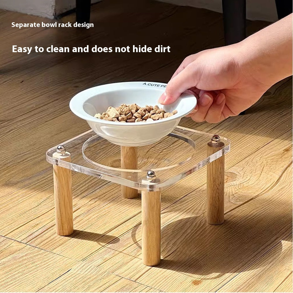 Anti Tumble Ceramic Elevated Pet Double Feeding Bowl