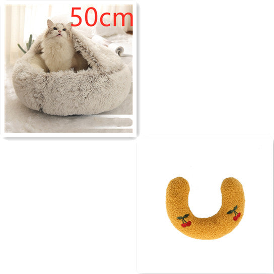 2 In 1 Winter Round Plush Warm Pet Sleeping Bed House