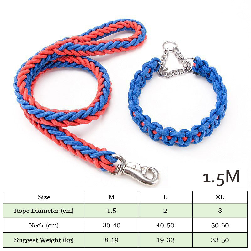 Heavy-Duty Nylon Braided Pet Collar And Training Leash