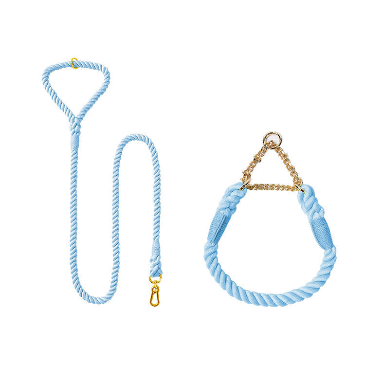 Woven Cotton Pet Collar And Leash Set Walking Control