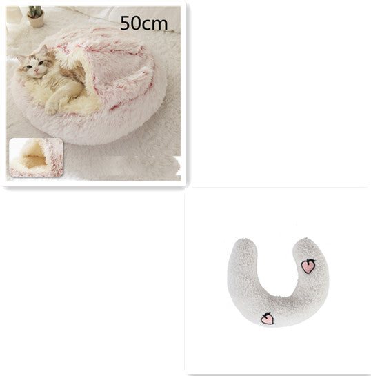 2 In 1 Winter Round Plush Warm Pet Sleeping Bed House