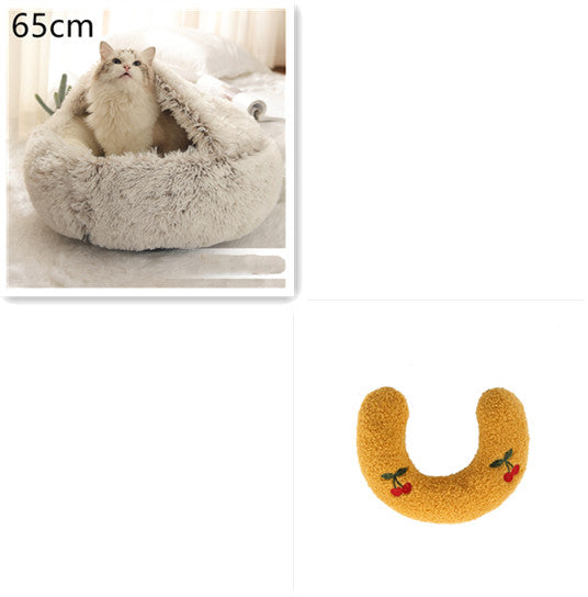 2 In 1 Winter Round Plush Warm Pet Sleeping Bed House