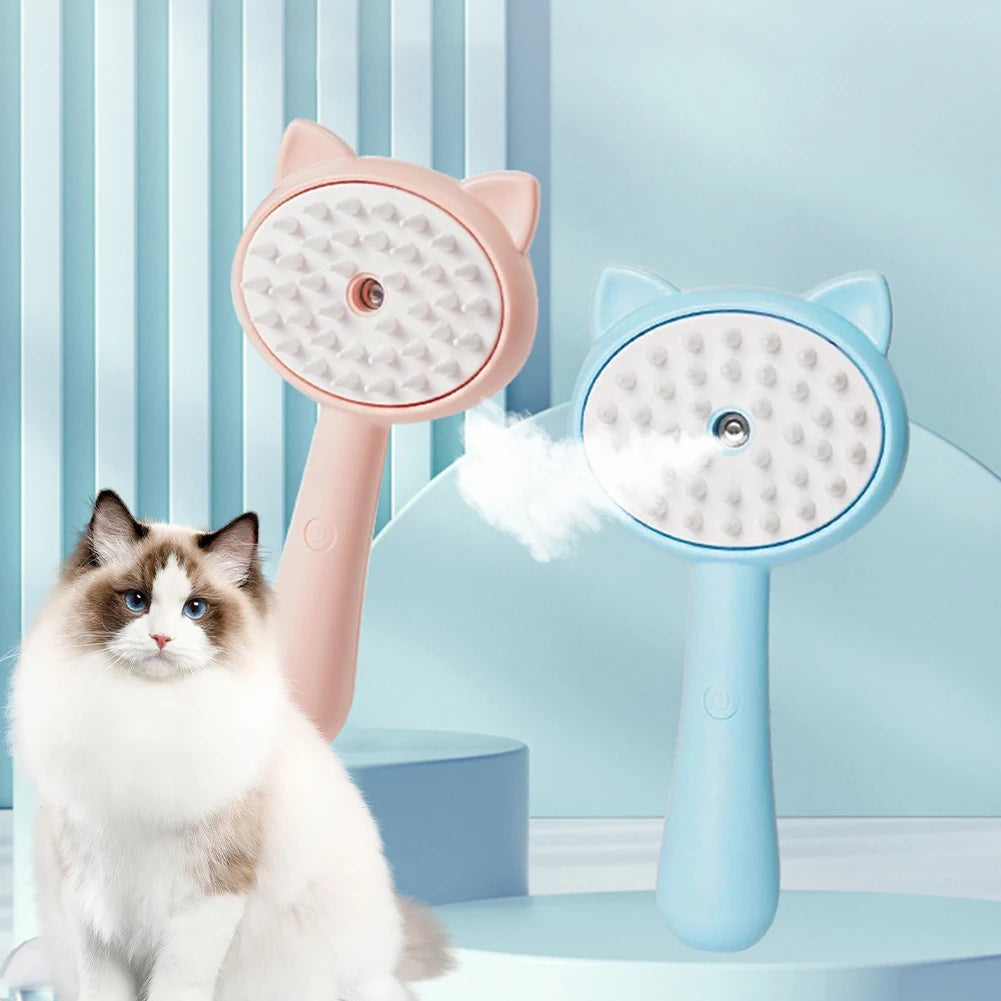 Rechargeable Pet Grooming Brush With Mist Self Cleaning Design