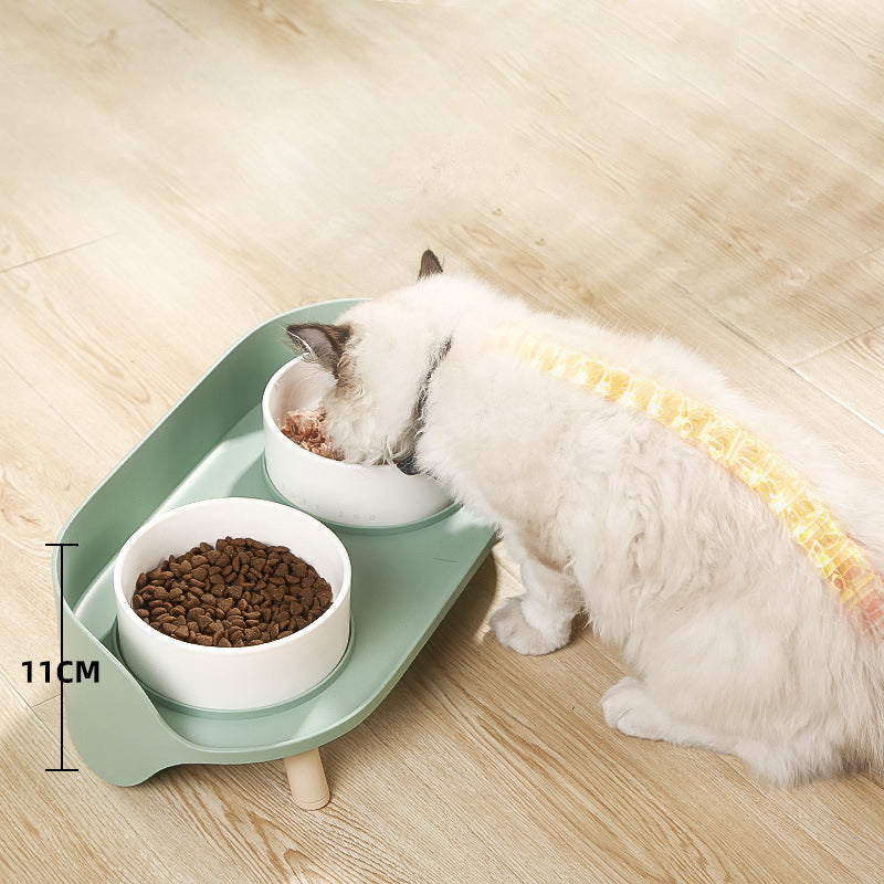 Adjustable Tilted Pet Double Bowl Set Spill Proof Design