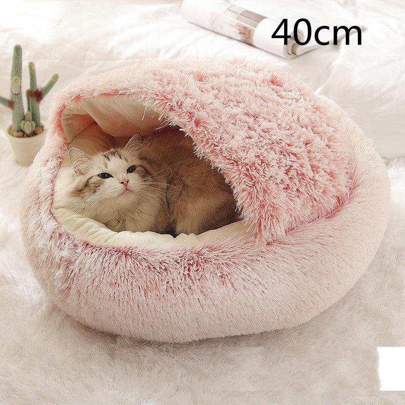 2 In 1 Winter Round Plush Warm Pet Sleeping Bed House