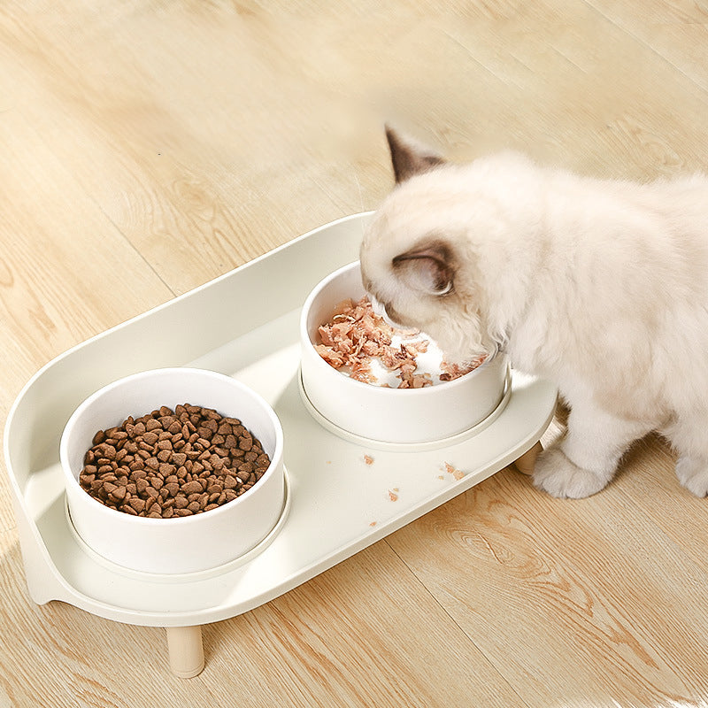 Adjustable Tilted Pet Double Bowl Set Spill Proof Design