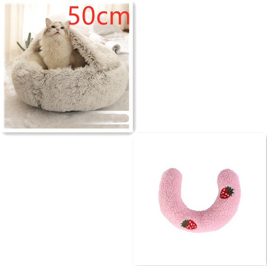 2 In 1 Winter Round Plush Warm Pet Sleeping Bed House