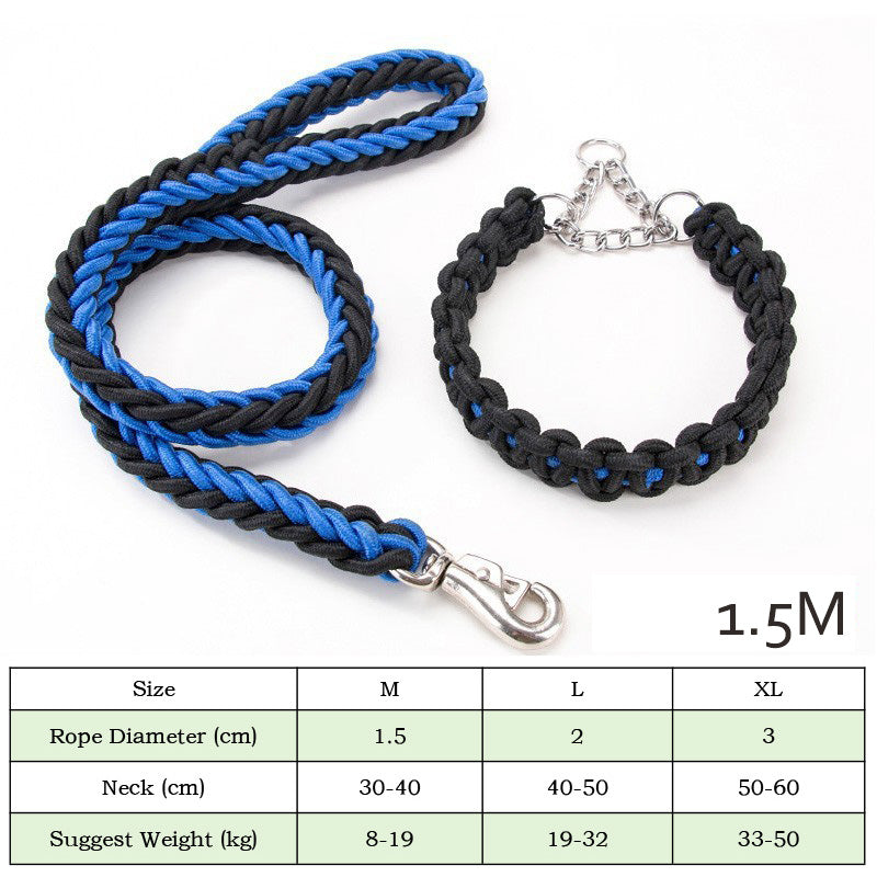 Heavy-Duty Nylon Braided Pet Collar And Training Leash