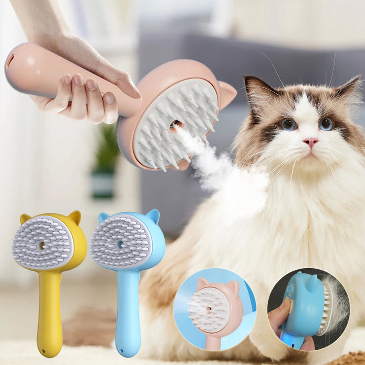 Rechargeable Pet Grooming Brush With Mist Self Cleaning Design
