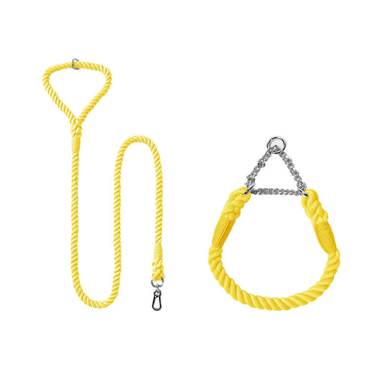 Woven Cotton Pet Collar And Leash Set Walking Control