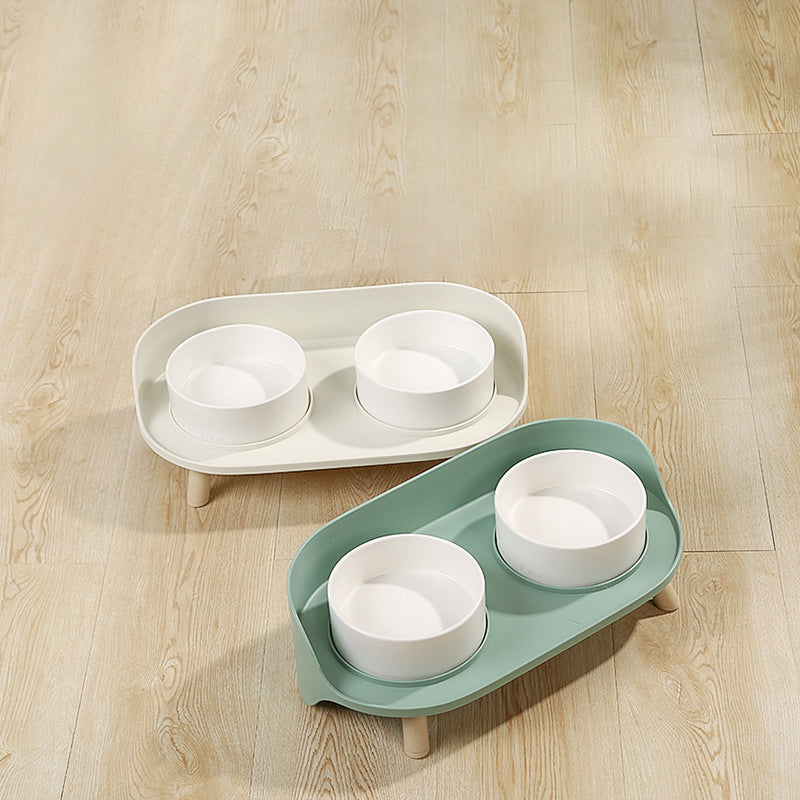 Adjustable Tilted Pet Double Bowl Set Spill Proof Design