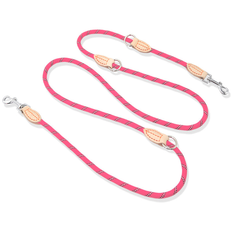 Multifunctional Leather Pet Leash With Hook Chain Design