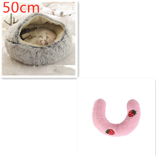 2 In 1 Winter Round Plush Warm Pet Sleeping Bed House