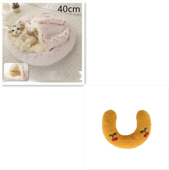 2 In 1 Winter Round Plush Warm Pet Sleeping Bed House