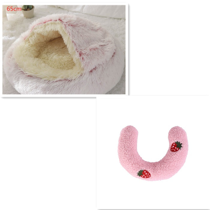 2 In 1 Winter Round Plush Warm Pet Sleeping Bed House