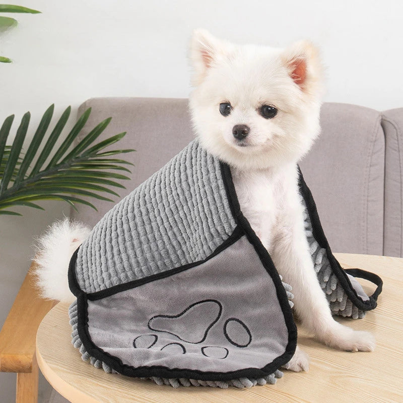 Microfiber Pet Bath Towel Super Absorbent Quick Dry Grooming Cloth With Hand Pockets