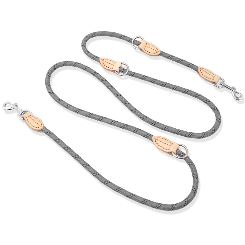 Multifunctional Leather Pet Leash With Hook Chain Design