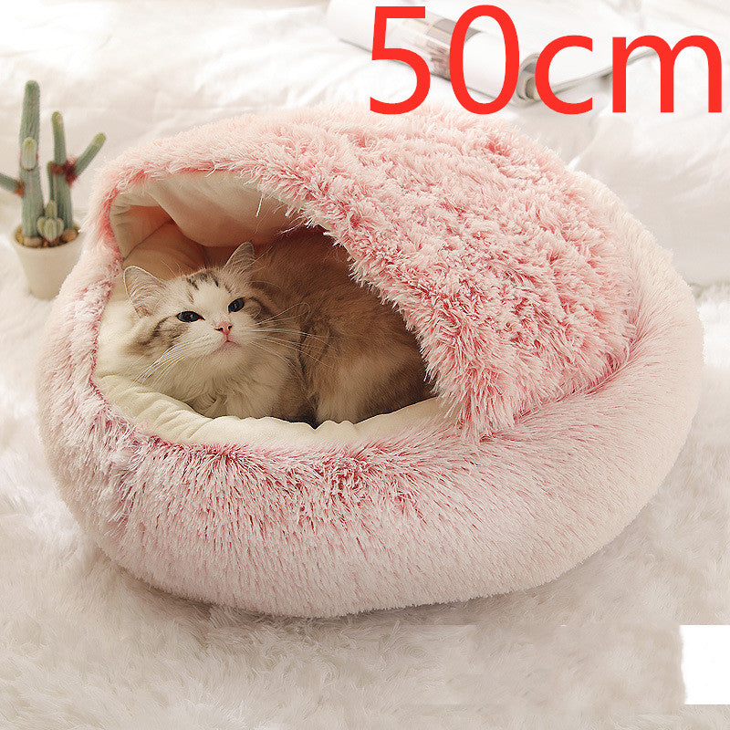 2 In 1 Winter Round Plush Warm Pet Sleeping Bed House