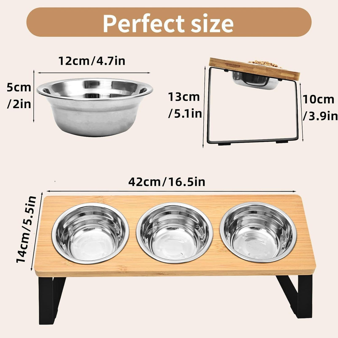 Iron And Wood Pet Feeding Rack With Bowl Stand