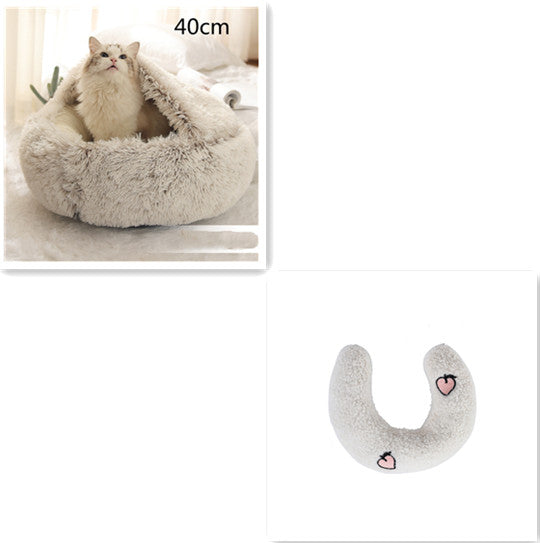 2 In 1 Winter Round Plush Warm Pet Sleeping Bed House