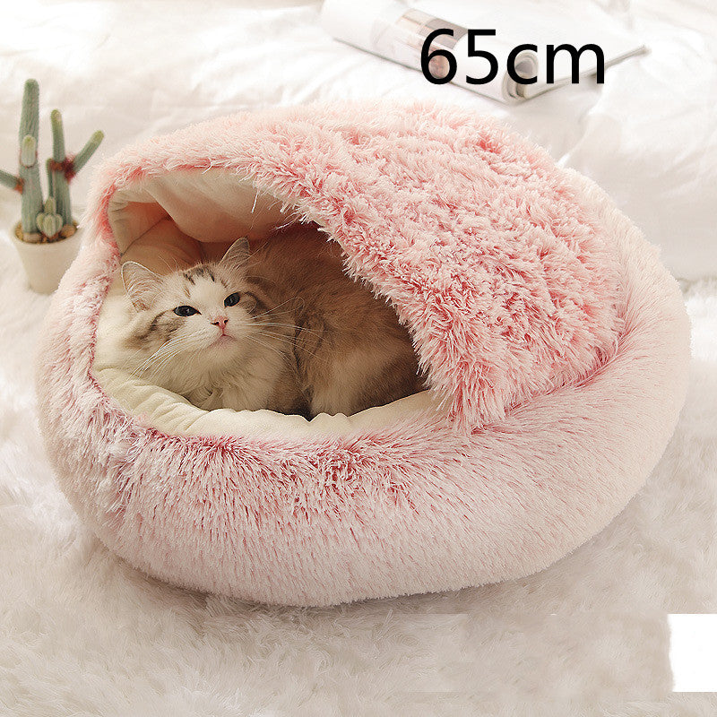 2 In 1 Winter Round Plush Warm Pet Sleeping Bed House