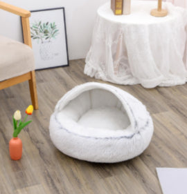 2 In 1 Winter Round Plush Warm Pet Sleeping Bed House