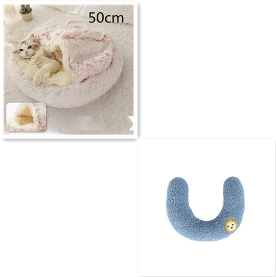 2 In 1 Winter Round Plush Warm Pet Sleeping Bed House