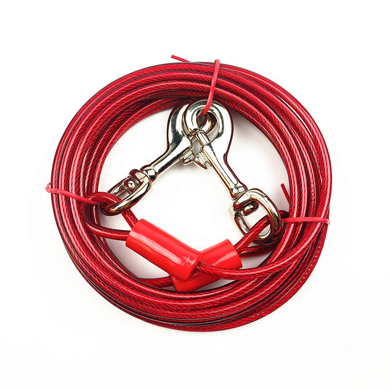 Double Hook Wire Rope Pet Leash Durable Walking Control