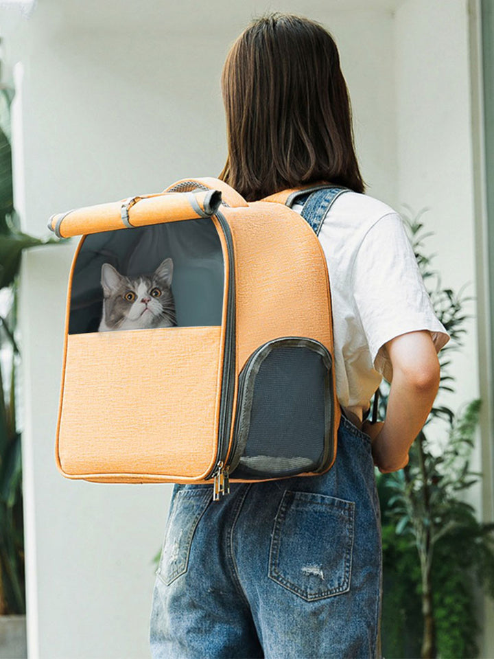 Large Capacity Canvas Pet Backpack For Outdoor Travel