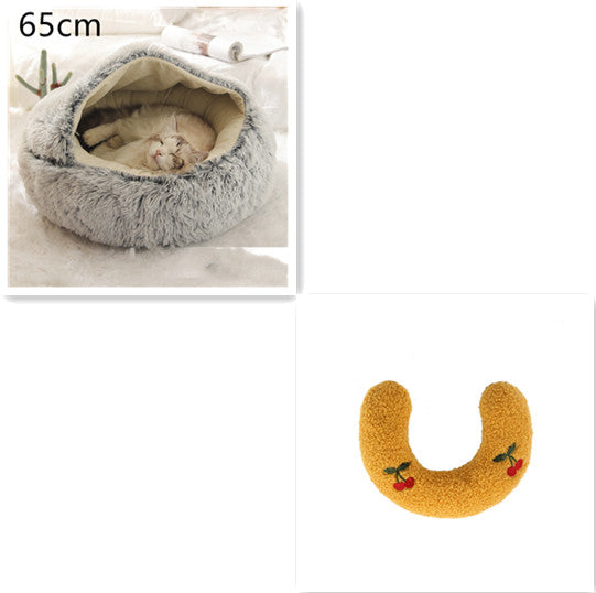 2 In 1 Winter Round Plush Warm Pet Sleeping Bed House